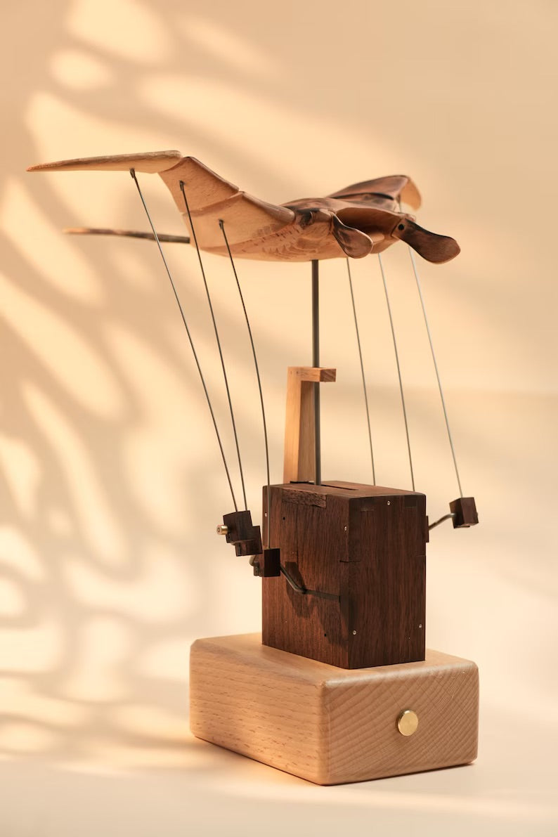 The Manta Ray — Handcrafted Walnut Kinetic Sculpture