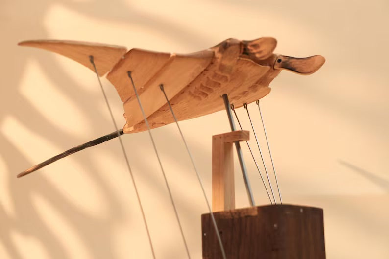 The Manta Ray — Handcrafted Walnut Kinetic Sculpture