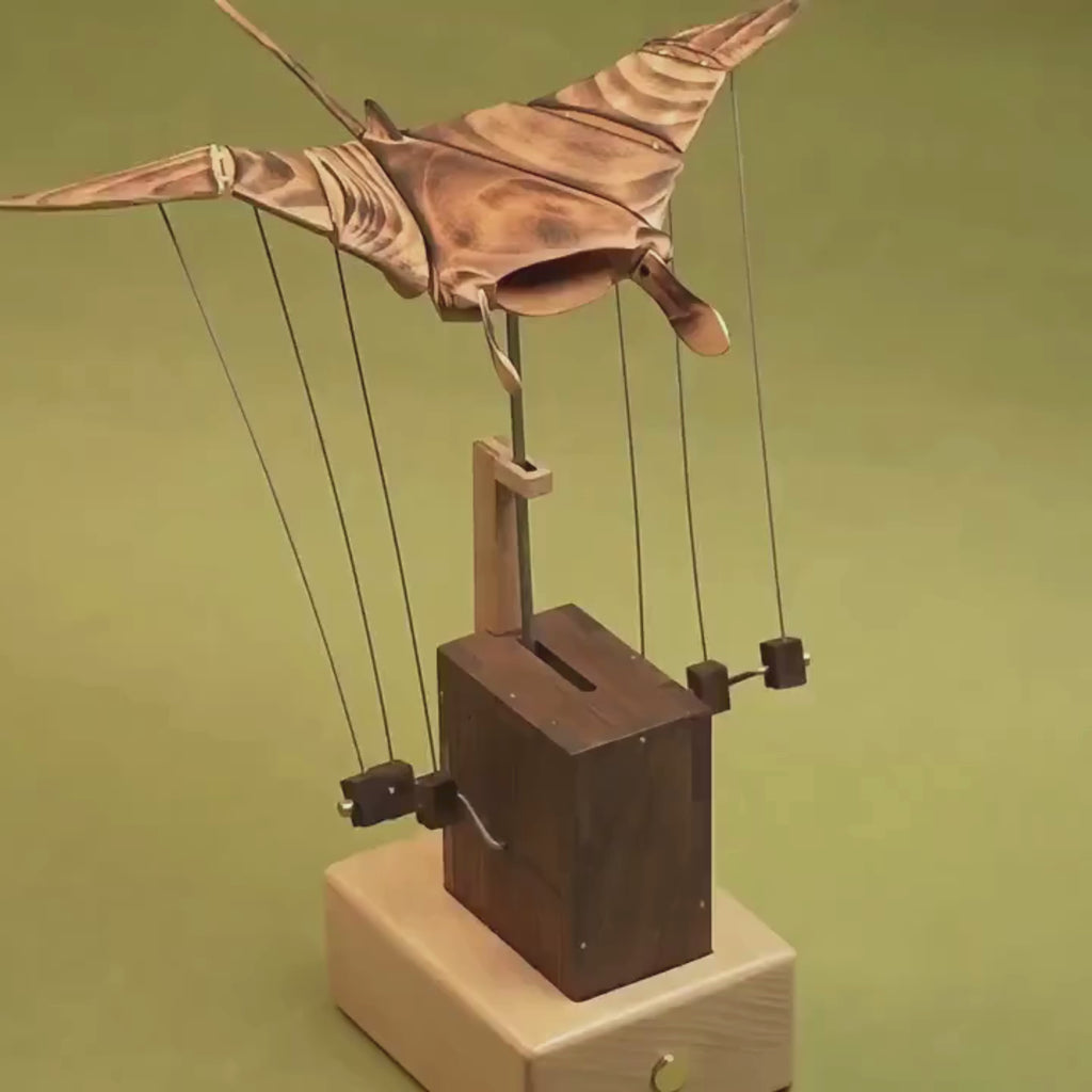 The Manta Ray — Handcrafted Walnut Kinetic Sculpture